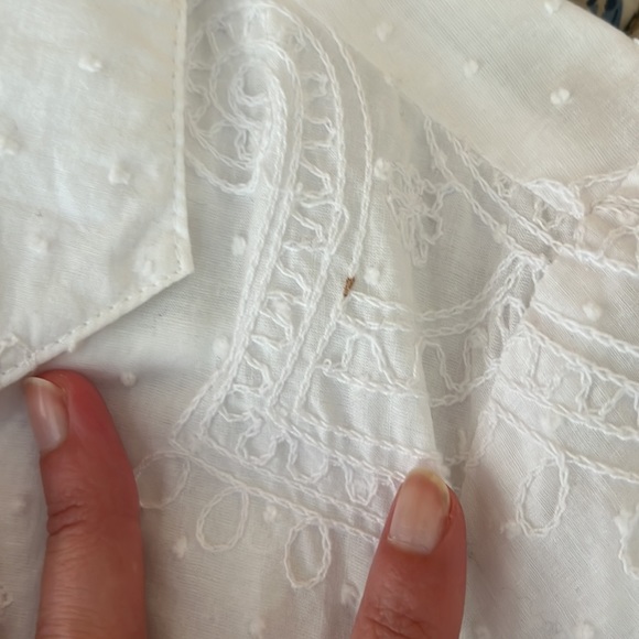 Coldwater Creek pretty embroidered white tie waist blouse - Picture 9 of 11